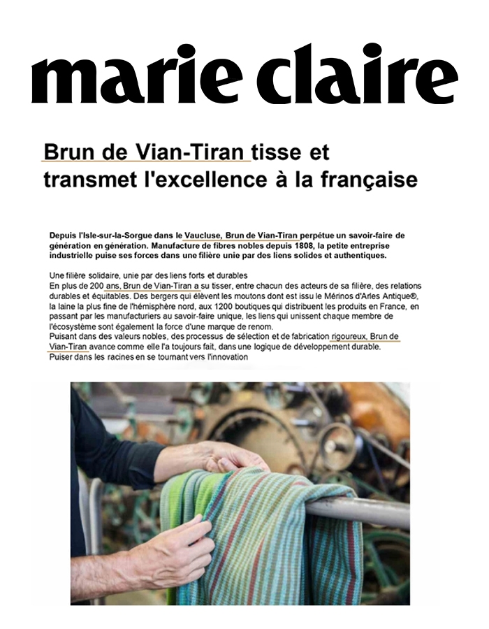 Marie Claire Article Brun de Vian-Tiran